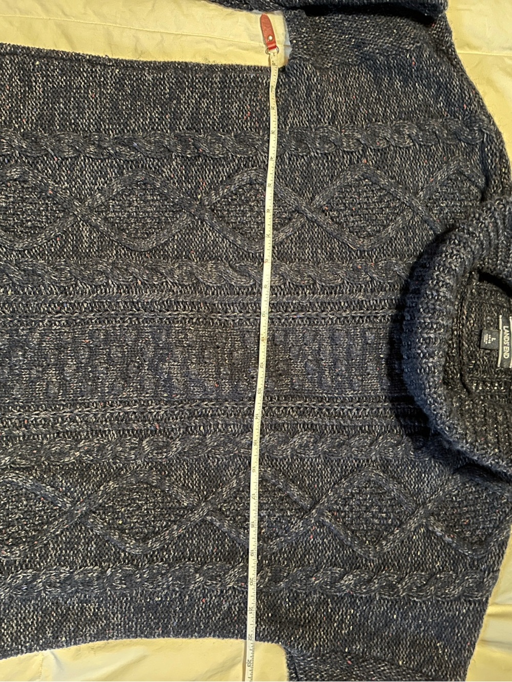 Lands' End Women's Navy Speckled Cable Turtleneck Sweater navy